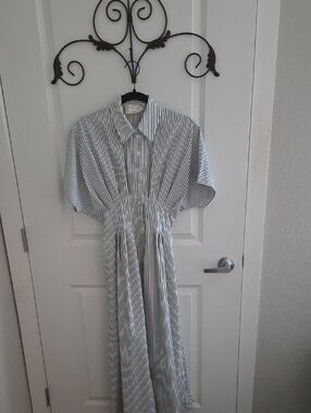 Striped Black and White Maxi Shirt Dress
